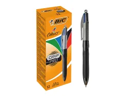 Stylo-bille bic 4 couleurs grip pro pointe moyenne encre classique rétractable rechargeable 4 couleurs standard