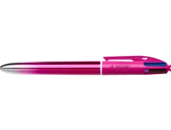 Stylo-bille bic 4 couleurs smooth corps metallique coloris rose pointe moyenne 1mm retractable encre