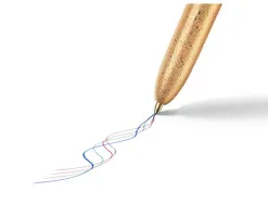 Stylo-bille bic 4 couleurs festif retractable rechargeable pointe moyenne 1mm corps large blanc/dore