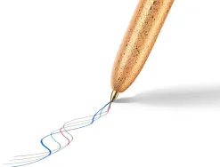 Stylo-bille bic 4 couleurs festif retractable rechargeable pointe moyenne 1mm corps large blanc/dore