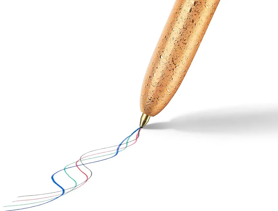 Stylo-bille bic 4 couleurs festif retractable rechargeable pointe moyenne 1mm corps large blanc/dore