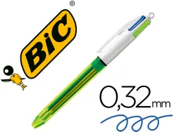 Stylo-bille bic 4 couleurs pointe moyenne encre classiquerétractable rechargeable 4 couleurs fluo