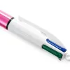 Stylobille bic 4 couleurs shi ne pointe 1mm moyenne corps rose metal brillant 982875