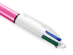 Stylobille bic 4 couleurs shi ne pointe 1mm moyenne corps rose metal brillant 982875