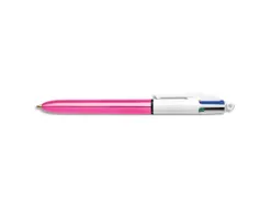 Stylobille bic 4 couleurs shi ne pointe 1mm moyenne corps rose metal brillant 982875