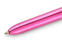 Stylobille bic 4 couleurs shi ne pointe 1mm moyenne corps rose metal brillant 982875