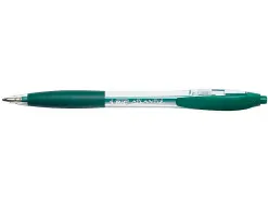 Stylo-bille bic atlantis écriture moyenne 0.5mm encre douce bille réctractable corps cristal clip grip préhension vert