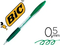 Stylo-bille bic atlantis écriture moyenne 0.5mm encre douce bille réctractable corps cristal clip grip préhension vert