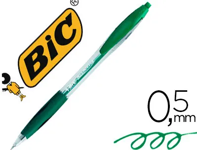 Stylo-bille bic atlantis écriture moyenne 0.5mm encre douce bille réctractable corps cristal clip grip préhension vert
