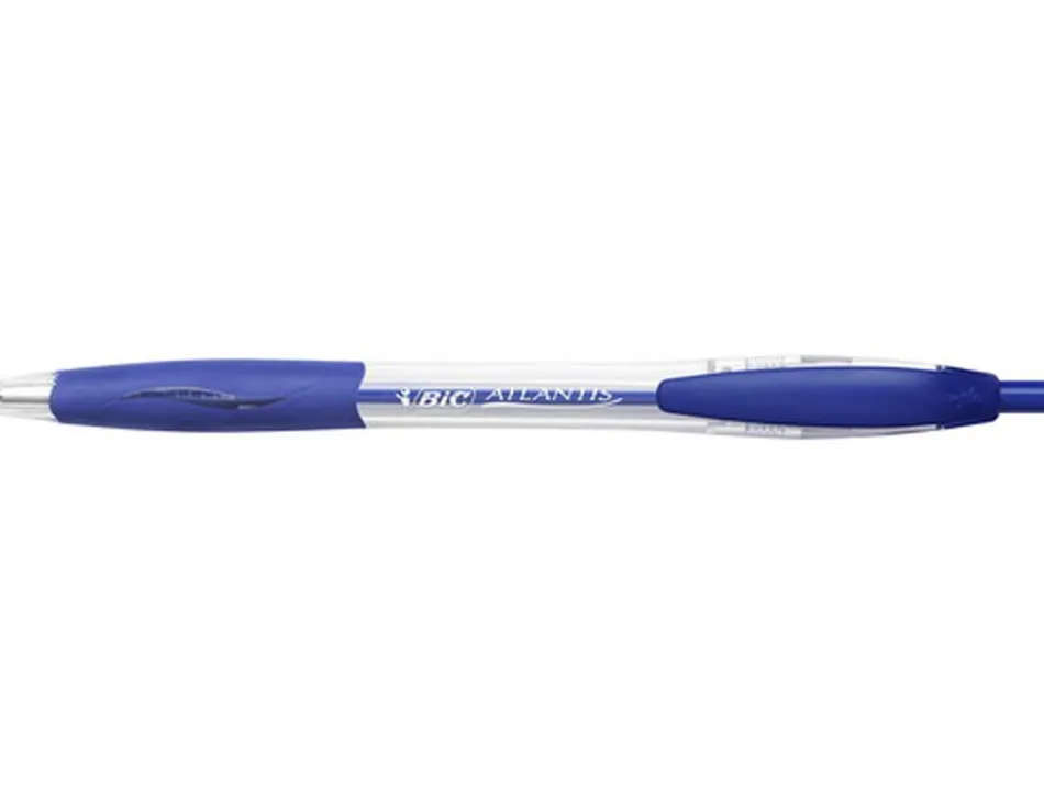 Stylo-bille bic atlantis classic retractable pointe moyenne 1,0mm bleu boite 30+6