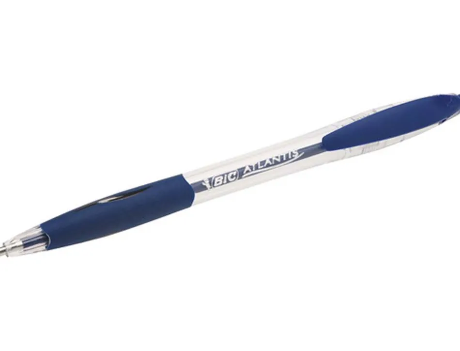 Stylo-bille bic atlantis classic retractable pointe moyenne 1,0mm bleu boite 30+6