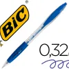 Stylo-bille bic atlantis écriture moyenne 0.5mm encre douce bille réctractable corps cristal clip grip préhension bleu