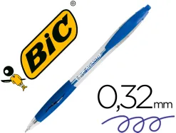 Stylo-bille bic atlantis écriture moyenne 0.5mm encre douce bille réctractable corps cristal clip grip préhension bleu
