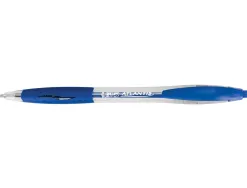 Stylo-bille bic atlantis écriture moyenne 0.5mm encre douce bille réctractable corps cristal clip grip préhension bleu