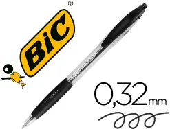 Stylo-bille bic atlantis écriture moyenne 0.5mm encre douce bille réctractable corps cristal clip grip préhension noir
