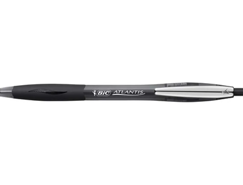 Stylo-bille bic atlantis premium soft écriture moyenne 0.5mm rétractable encre extra douce coloris noir