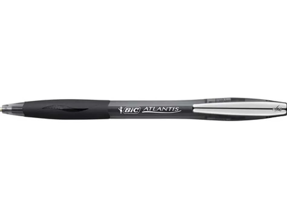 Stylo-bille bic atlantis premium soft écriture moyenne 0.5mm rétractable encre extra douce coloris noir