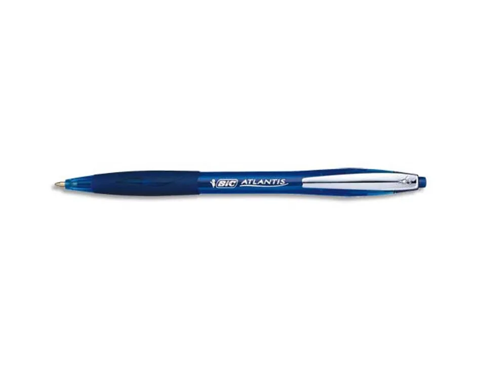 Stylo-bille bic atlantis premium soft écriture moyenne 0.5mm rétractable encre extra douce coloris bleu