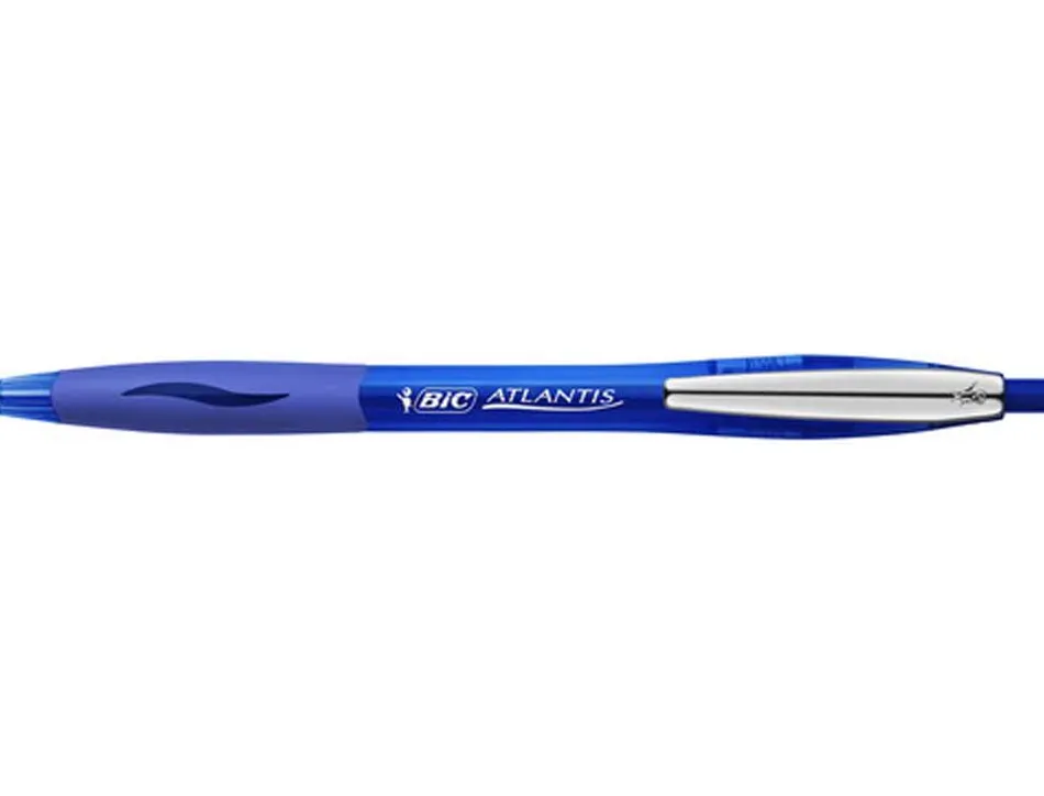 Stylo-bille bic atlantis premium soft écriture moyenne 0.5mm rétractable encre extra douce coloris bleu