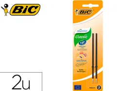 Stylo-bille bic atlantis soft pointe moyenne 1,0mm blister de 2 recharges noir