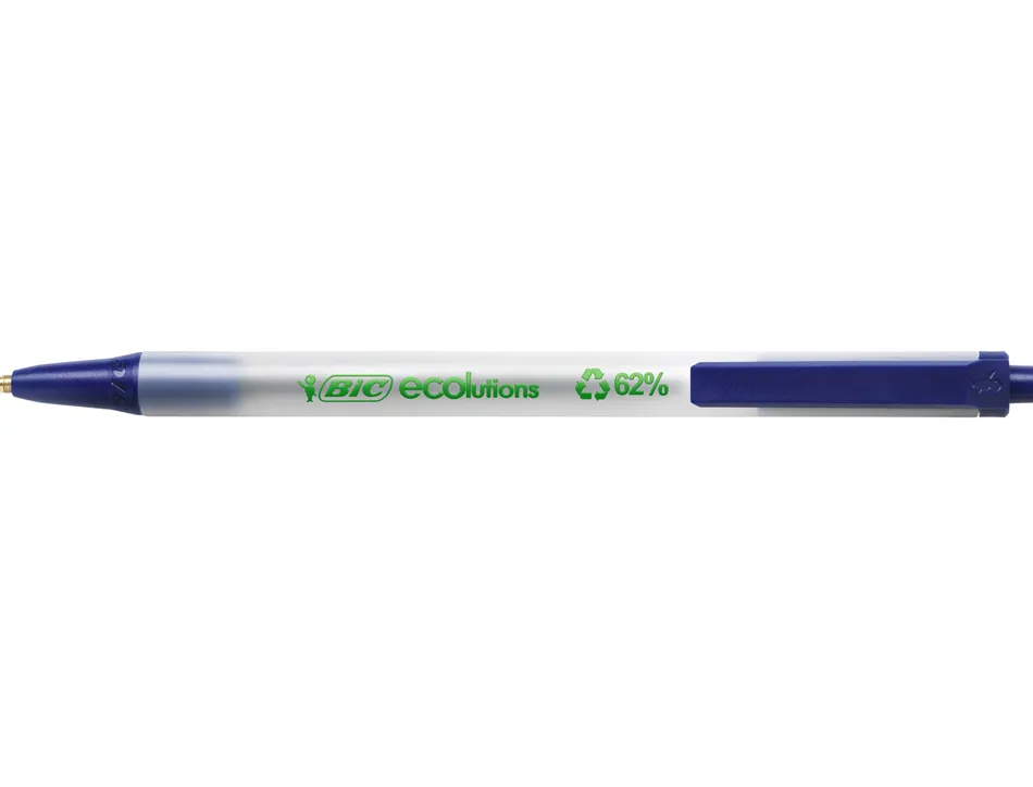 Stylo-bille bic écolutions clic stic recyclé écriture moyenne 0.5mm encre douce rétractable coloris bleu