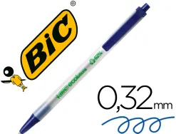 Stylo-bille bic écolutions clic stic recyclé écriture moyenne 0.5mm encre douce rétractable coloris bleu