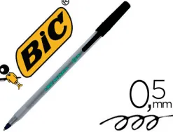 Stylo-bille bic écolutions round écriture moyenne 0.5mm encre classique recyclée économique corps fin léger coloris noir