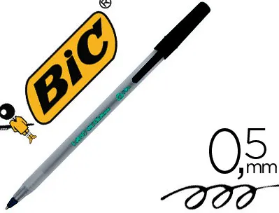 Stylo-bille bic écolutions round écriture moyenne 0.5mm encre classique recyclée économique corps fin léger coloris noir