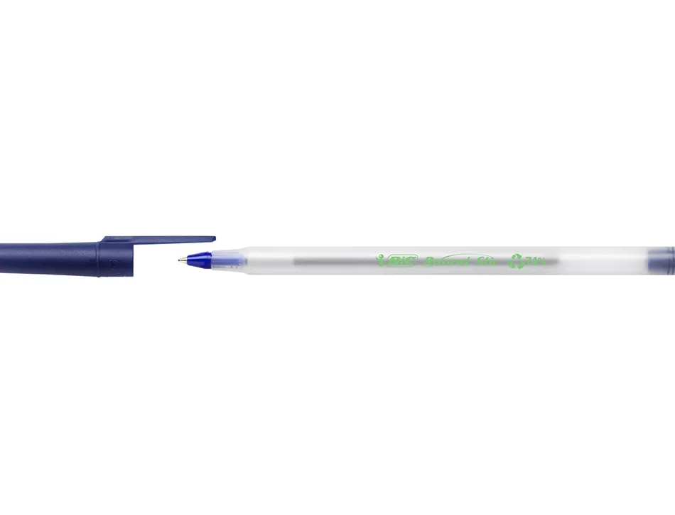 Stylo-bille bic écolutions round écriture moyenne 0.5mm encre classique recyclée économique corps fin léger coloris bleu