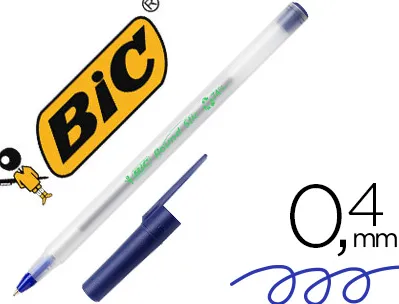 Stylo-bille bic écolutions round écriture moyenne 0.5mm encre classique recyclée économique corps fin léger coloris bleu