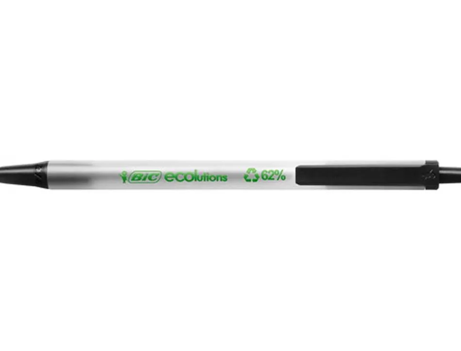 Stylo-bille bic écolutions clic stic recyclé écriture moyenne 0.5mm encre douce rétractable coloris noir