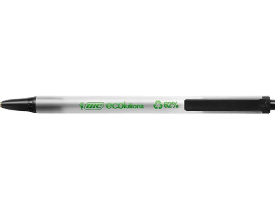 Stylo-bille bic écolutions clic stic recyclé écriture moyenne 0.5mm encre douce rétractable coloris noir
