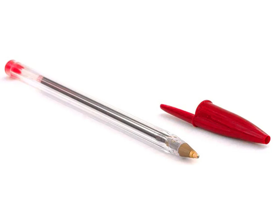 Stylo-bille bic cristal écriture moyenne 0.5mm encre classique bille indéformable capuchon couleur encre rouge