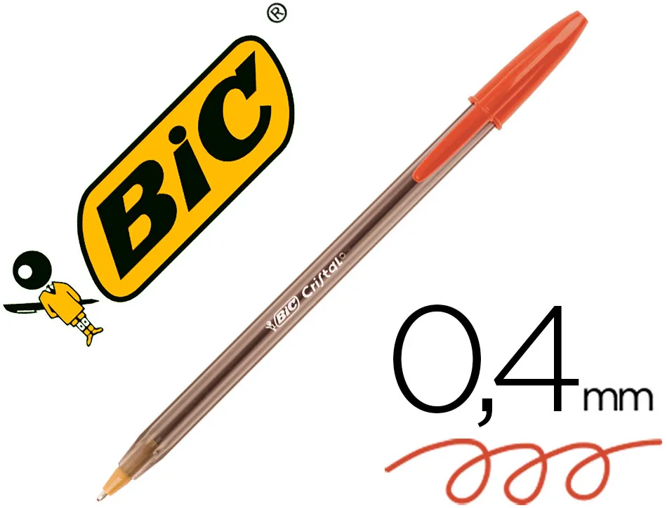 Stylo-bille bic cristal écriture moyenne 0.5mm encre classique bille indéformable capuchon couleur encre rouge