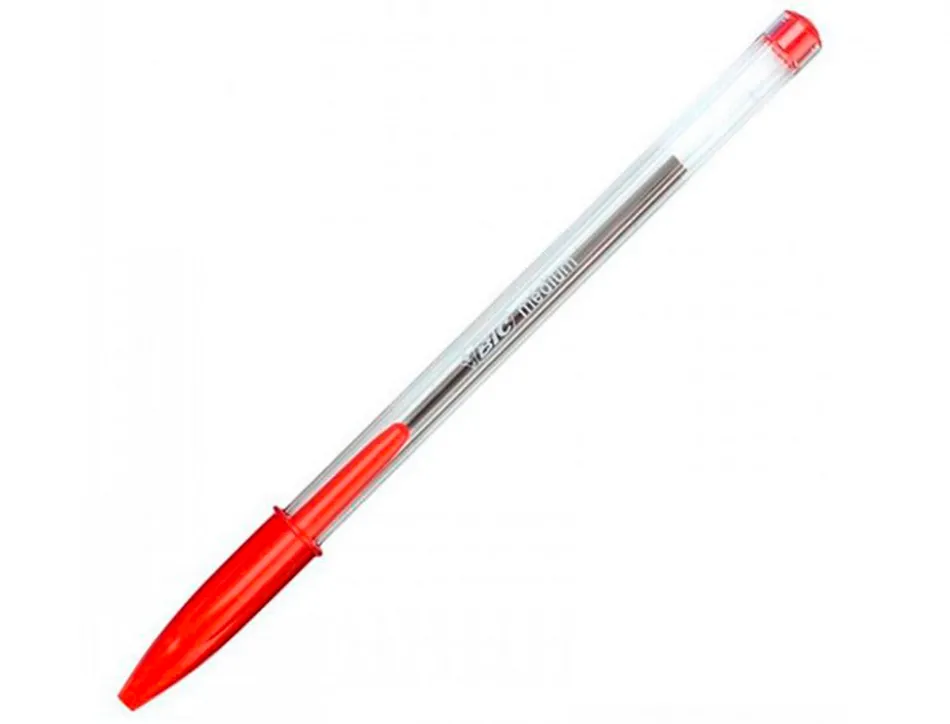 Stylo-bille bic cristal écriture moyenne 0.5mm encre classique bille indéformable capuchon couleur encre rouge