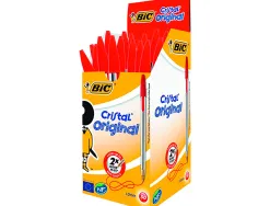 Stylo-bille bic cristal écriture moyenne 0.5mm encre classique bille indéformable capuchon couleur encre rouge