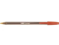 Stylo-bille bic cristal écriture moyenne 0.5mm encre classique bille indéformable capuchon couleur encre rouge
