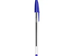 Stylo-bille bic cristal écriture moyenne 0.5mm encre classique bleue bille indéformable pack écomonique 100 unités