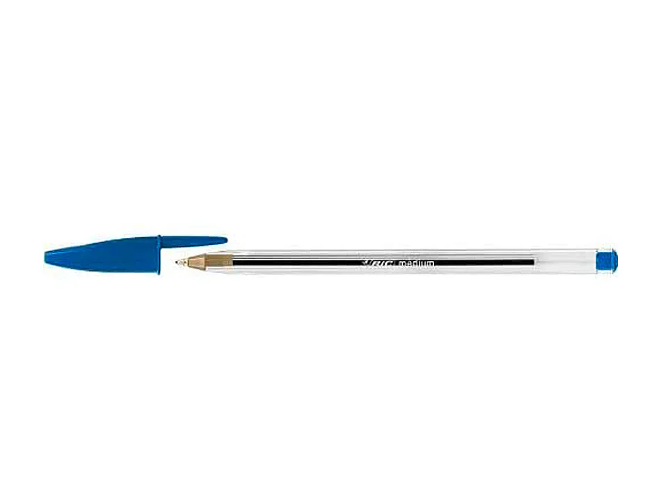 Stylo-bille bic cristal écriture moyenne 0.5mm encre classique bille indéformable capuchon couleur encre bleu
