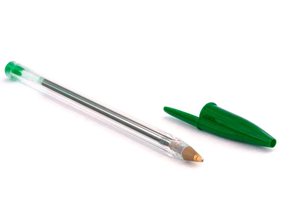 Stylo-bille bic cristal écriture moyenne 0.5mm encre classique bille indéformable capuchon couleur encre vert