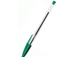 Stylo-bille bic cristal écriture moyenne 0.5mm encre classique bille indéformable capuchon couleur encre vert