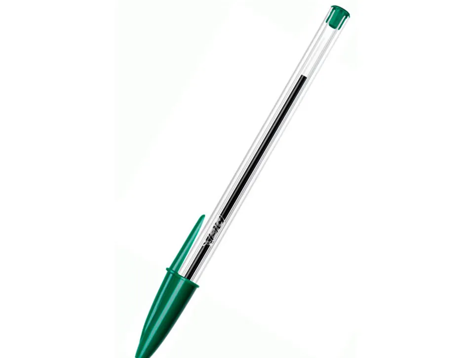 Stylo-bille bic cristal écriture moyenne 0.5mm encre classique bille indéformable capuchon couleur encre vert