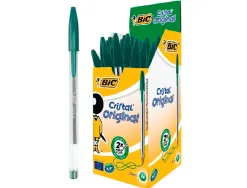 Stylo-bille bic cristal écriture moyenne 0.5mm encre classique bille indéformable capuchon couleur encre vert