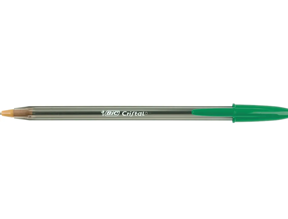 Stylo-bille bic cristal écriture moyenne 0.5mm encre classique bille indéformable capuchon couleur encre vert