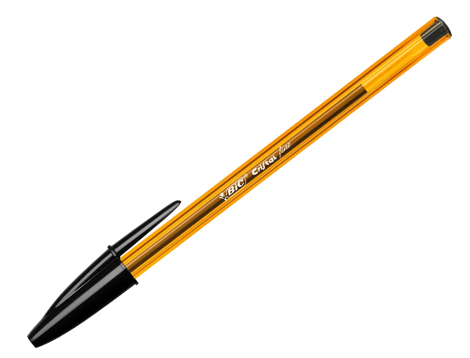Stylo-bille bic cristal écriture fine 0.4mm encre classique bille indéformable capuchon couleur encre noir