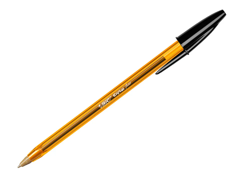 Stylo-bille bic cristal écriture fine 0.4mm encre classique bille indéformable capuchon couleur encre noir