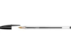 Stylo-bille bic cristal écriture moyenne 0.5mm encre classique noire bille indéformable pack économique 100 unités