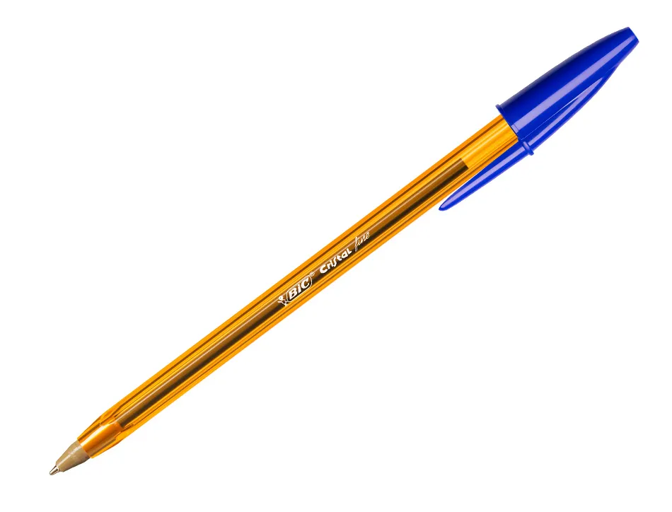 Stylo-bille bic cristal écriture fine 0.4mm encre classique bille indéformable capuchon couleur encre bleu