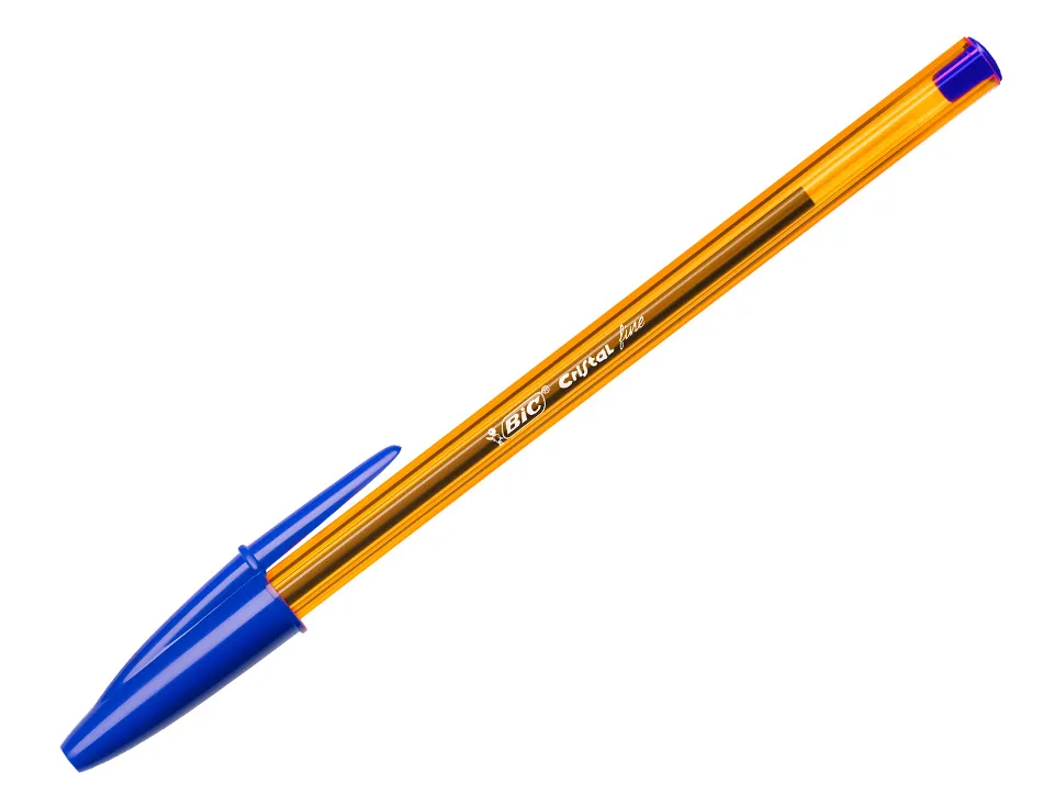 Stylo-bille bic cristal écriture fine 0.4mm encre classique bille indéformable capuchon couleur encre bleu