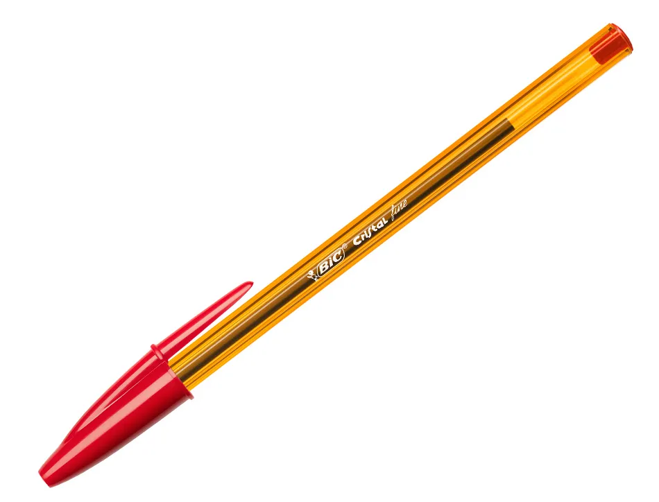 Stylo-bille bic cristal écriture fine 0.4mm encre classique bille indéformable capuchon couleur encre rouge